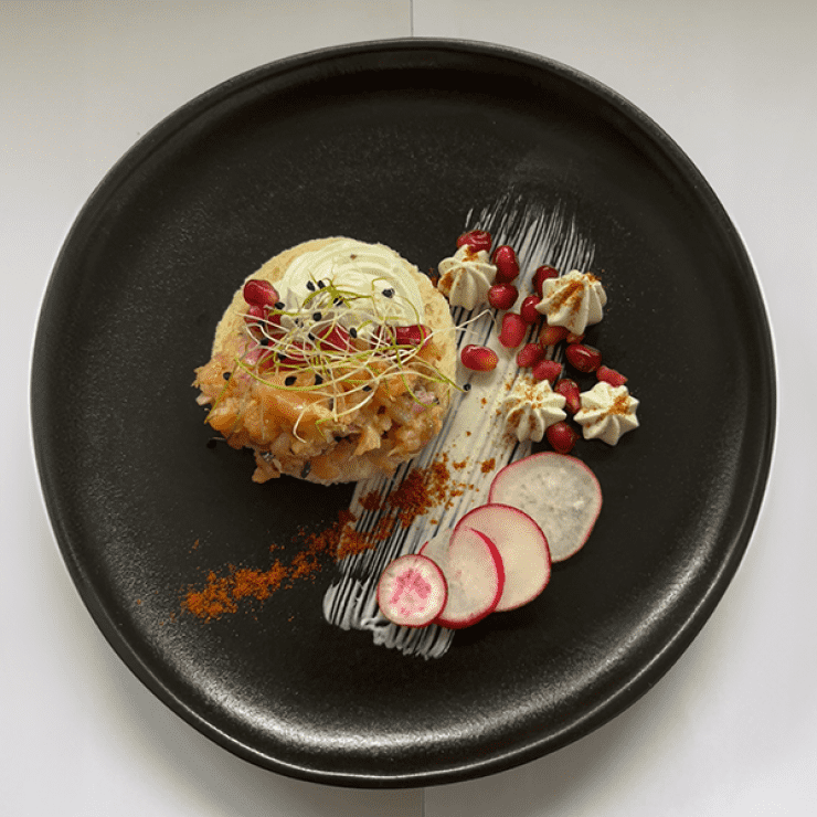 Mousse wasabi accompagnée de son tartare de saumon