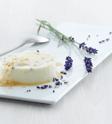 Lavendel-Panna Cotta mit Sesam-Sauce