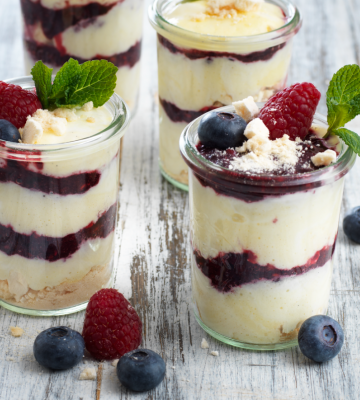 Dessert aux fruits rouges avec Crème Délice Vanille