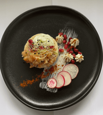 Mousse wasabi accompagnée de son tartare de saumon